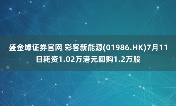 盛金缘证券官网 彩客新能源(01986.HK)7月11日耗资1.02万港元回购1.2万股